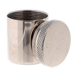 Oil And Stocks: Single holy oil container brass colored silver 3 cm