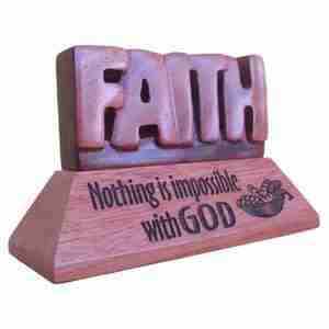 Mahogany Plaques: Desk Plaque Mahogany- Faith