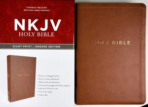 NKJV GIANT PRINT Holy Bible Indexed Edition Red Letter Brown Leathersoft NEW Imi