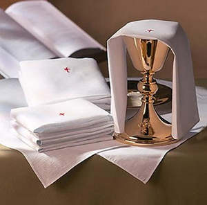 Linen Items: Cotton Purificator with Red Cross Embroidery - 18x12 inches