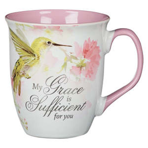 Mug Hummingbird My Grace Is Sufficient For You Pink