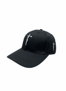 Caps Beanies: Cap Black - Faith White Cross