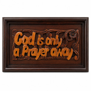Mahogany Plaques: God is only a prayer away 30cm - Mahogany Plaque