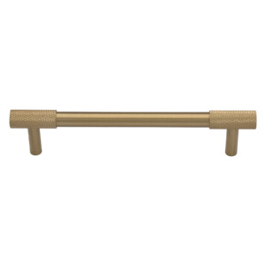 Cabinet Handle Solid Brass Brushed Finished 128mm D Handle with Knurled Grip - Henley