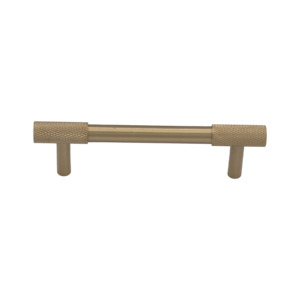 Cabinet Handle Solid Brass Brushed Finished 96mm D Handle with Knurled Grip - Henley