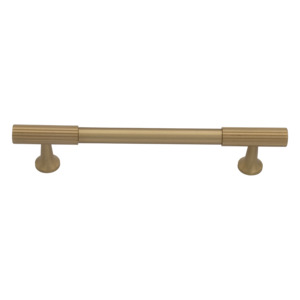 Handles: Thorndon 128mm Solid Brass Grooved Pull Handle - Brushed Brass Finish