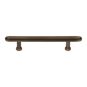 Oxford 96mm Solid Brass Knurled T-Bar Pull Handle - Antique Brass Finish