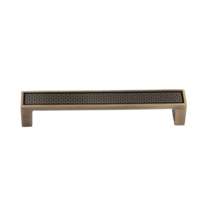 Langford 128mm Solid Brass Pull Handle with Decorative Inlay -  Antique Brass Finish