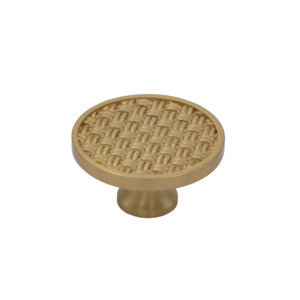 Knobs: Cabinet Handle Solid Brass Brushed finish 50mm Knob with Textured Face – Zella