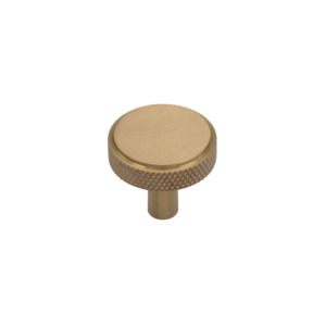 Knobs: Cabinet Knob Solid Brass Brushed Finished 35mm with Knurled Grip - Henley
