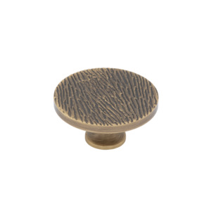 Knobs: Astra 50mm Round Solid Brass Textured Knob - Antique Brass Finish