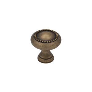 Winslow 30mm Solid Brass Knob with Studded Detail - Antique Brass Finish