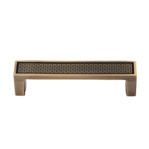 Pull Handles: Langford 96mm Solid Brass Pull Handle with Decorative Inlay - Antique Brass Finish