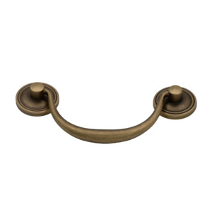 Antique Brass: Ashmere 124mm Solid Brass Pivoting Bail Pull Handle - Antique Brass Finish