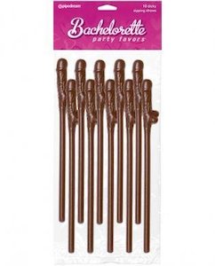 Extras: Bachelorette Party Pecker Straws 10pk - Brown