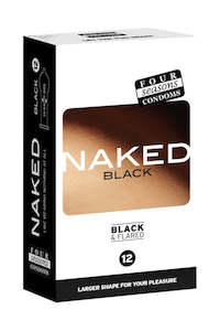 Four Seasons: Four Seasons Naked Condoms Black & Flared 12pk