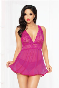 Baby Dolls: STM 10672 Wondrous Babydoll Set S/M - Fuchsia