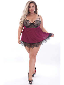 Baby Dolls: Baby Dolls STM-11205X-Wine-1X/2X