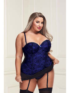 Baci Bustier and Gstring Blue 1X/2X