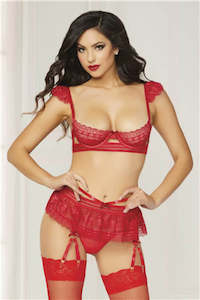 Skirt Sets: STM 10774 Temptress Bra Set  Small - Red