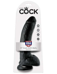 King Cock 9inch Cock with Balls - Black