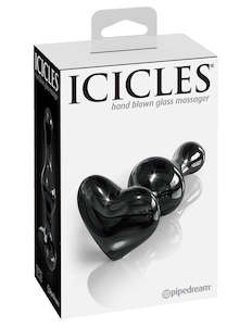 Glass Dildos: Icicles No. 74 Glass Love Heart Bulb Probe - Black