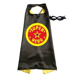 Products: SUPERHERO Costume BLACK/RED/YELLOW Cape & Mask Set NEW