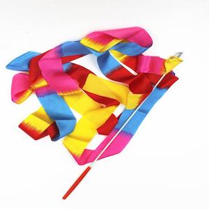 Dancing Ribbon Wand – 1x Rainbow Painted Stripe