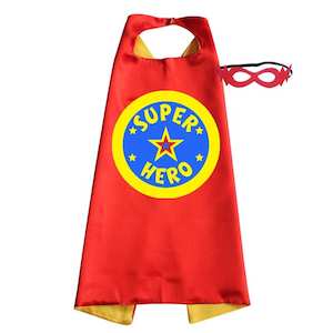 Products: SUPERHERO Costume RED/YELLOW/BLUE Cape & Mask Set NEW