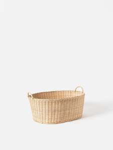 Bathroom Storage: Oval Rattan Laundry Basket