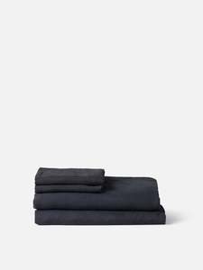 Blue Black Linen Flat Sheet