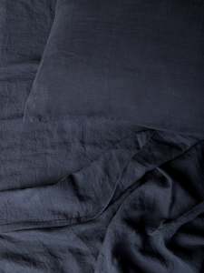 Blue Black Linen Duvet Cover
