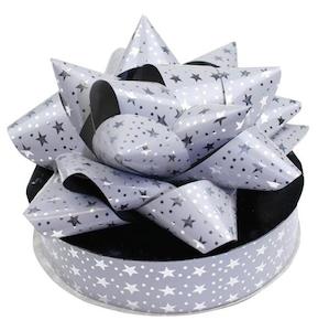Greeting Cards: BOW STAR & RIBBON PACK METALLIC SILVER