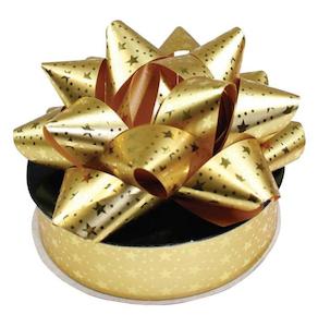 Greeting Cards: BOW STAR & RIBBON PACK METALLIC GOLD