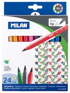 Art Colouring: Milan Markers Fine Tip Pack 24 Assorted Colours