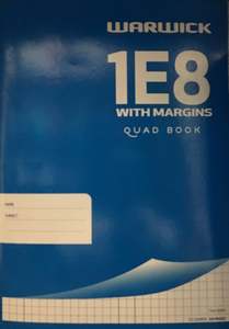 School Supplies: EXERCISE BOOK WARW 1E8 7MM QUAD 32LF WITH MARGINS