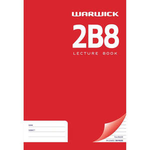 School Supplies: Warwick Lecture Book 2B8 94 Leaf A4 Ruled 7mm