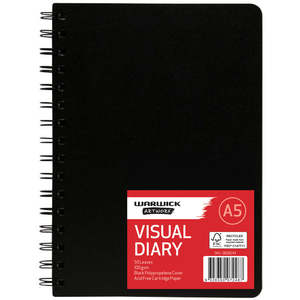 Art Colouring: Warwick Diary Visual A5 100gsm 50lf Spiral Bound Black