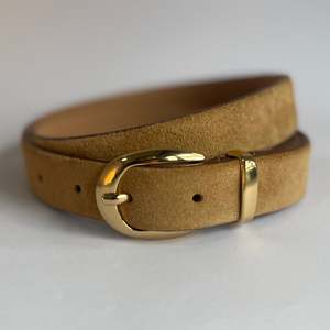Fashion: Suede Belt | Camel | Gold Buckle