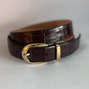 Croc Belt | Choc | Gold Buckle