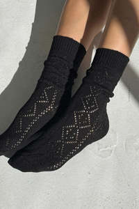 Fashion: Modal Eyelet Socks | Black