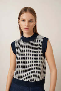 Grid Vest | Navy