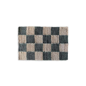 Jute Mat Green Checker