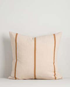 Bedroom: Otis Cushion 55 x 55 | Oat/Caramel | Feather Filled