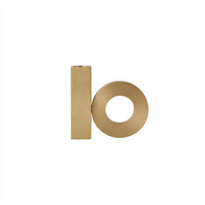Oyoy: Baari Solid Brass Candleholder-Brushed Brass
