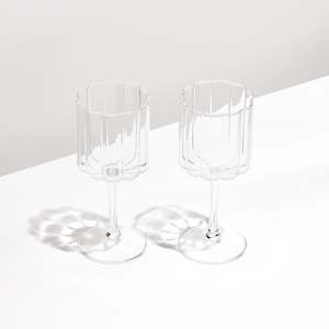 Wave Wine Glass Set - Clear