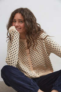 Products: Dawn Cotton Cardigan | Beige Polka Dot