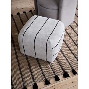 Striped Pouf | Light Beige/ Black