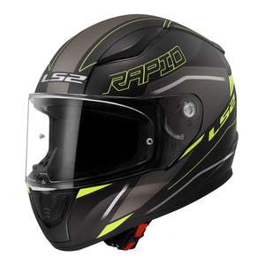 Motorcycle Road Helmets: LS2 FF353 Rapid II Helmet Rokku - Matte Black / Hi-Vis Yellow