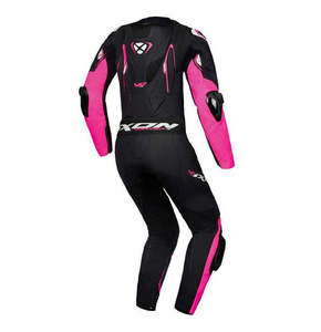 Motorcycle Leather Race Suits: Ixon VORTEX 3 LADY 1-pc Suit - Blk/Pnk/Wht